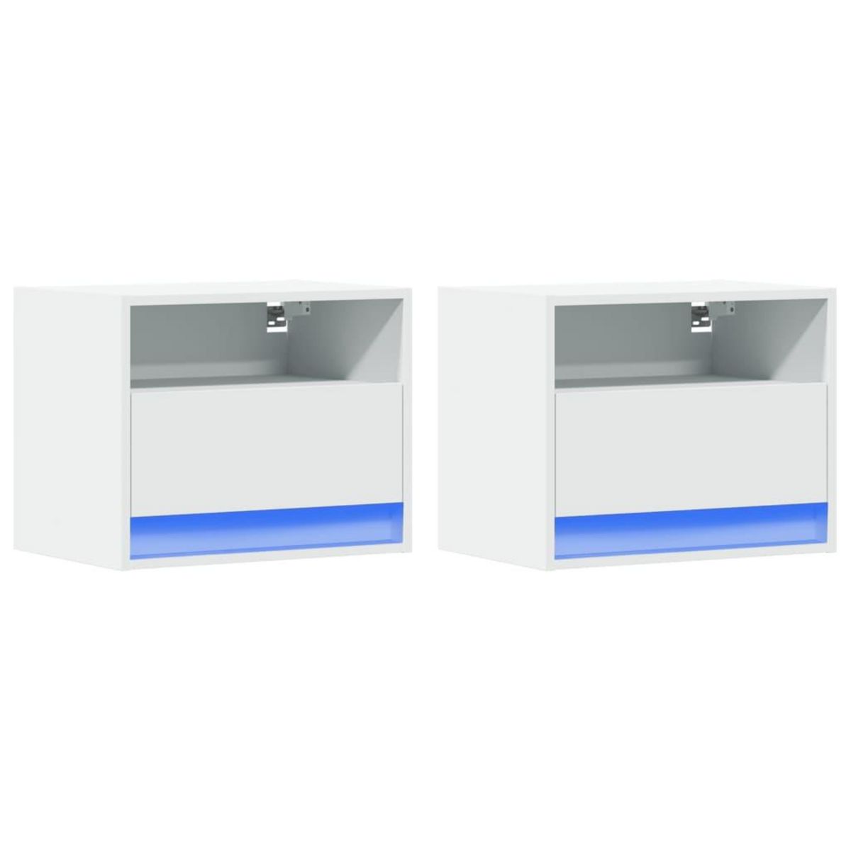 VIDAXL Tables de chevet murales avec lumieres LED 2 pcs blanc