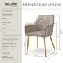 Voir la diapositive 6 : tectake Fauteuil en velours rembourré taupe Lot de 4