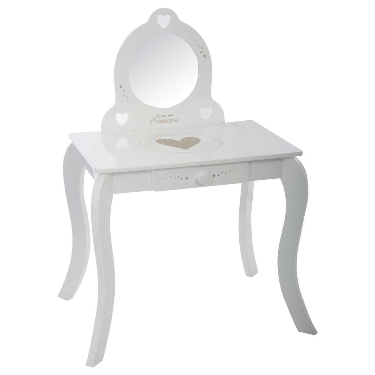 ATMOSPHERA Coiffeuse enfant 1 tiroir  avec miroir et tabouret JASMINE