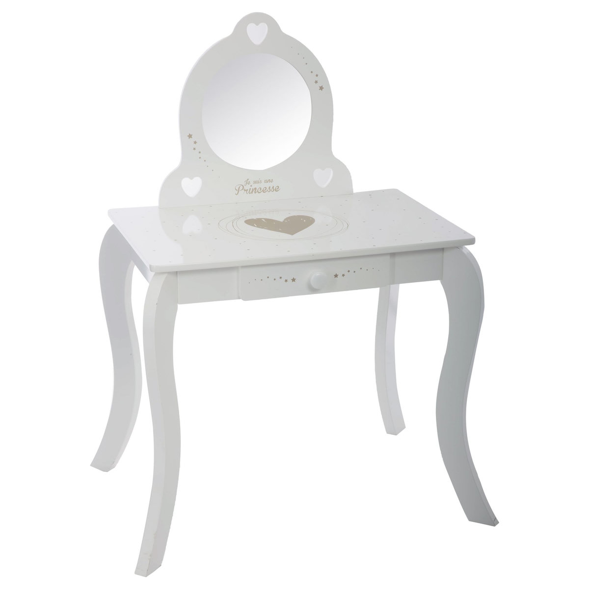 ATMOSPHERA Coiffeuse enfant 1 tiroir  avec miroir et tabouret JASMINE