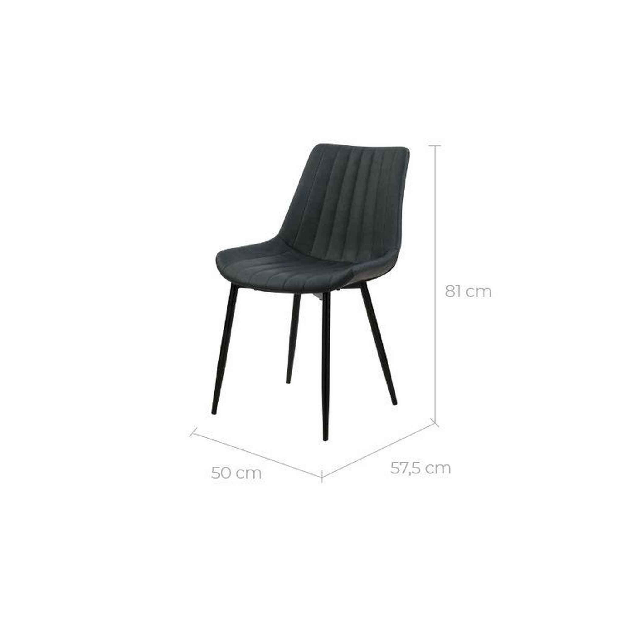 Voir la diapositive 4 : MAISON PAVANE Lot de 2 chaises en cuir synthétique gris foncé et métal noir-killi