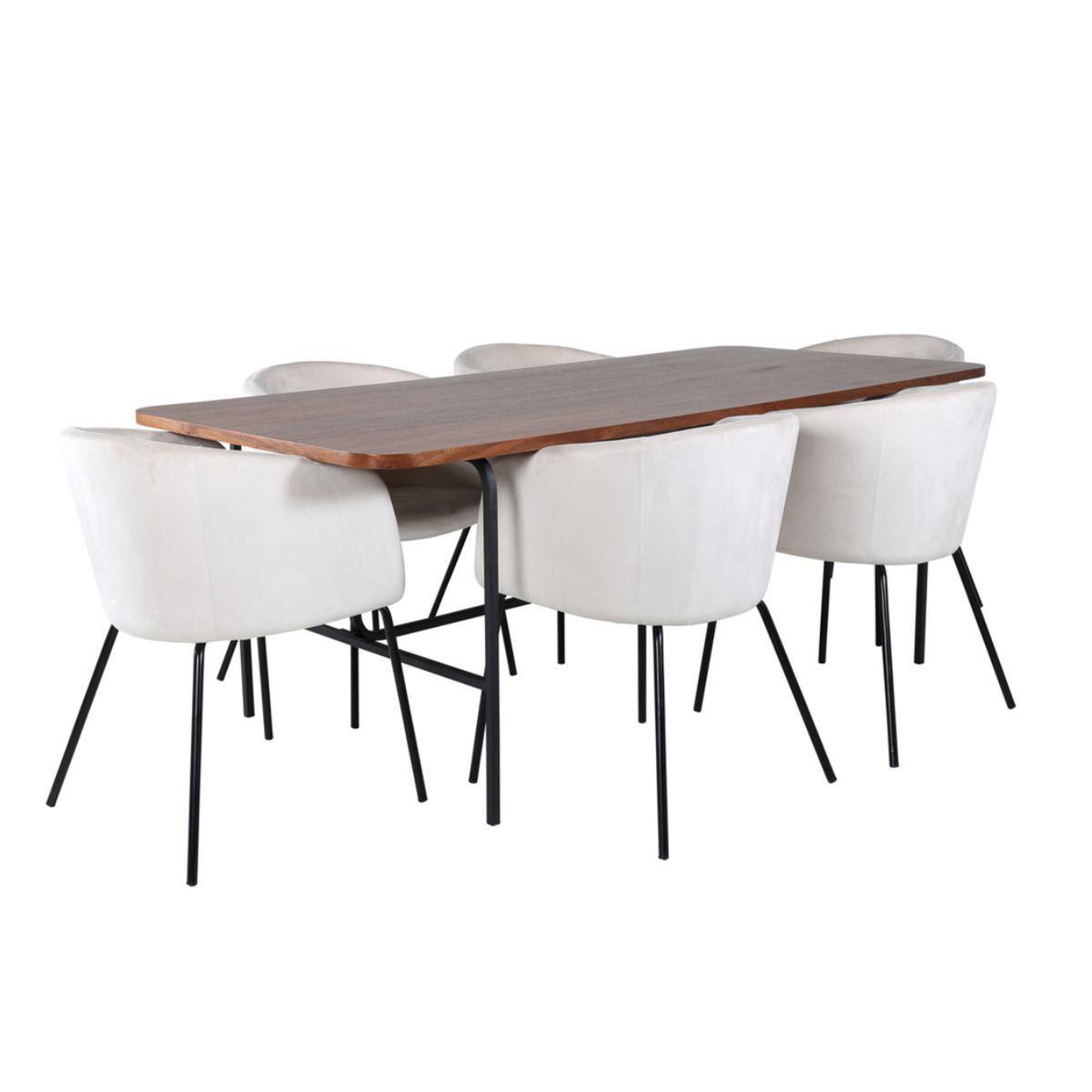 Paris Prix Ensemble table à manger & 6 chaises  uno & berit  200cm beige & marron