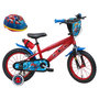 Voir la diapositive 1 : Marvel Vélo enfant - Modèle 14'' Spiderman + Casque - Pour enfant de 95 à 110 cm avec stabilisateurs - Plaque décorative avant - Bidon arrière & 2 freins.