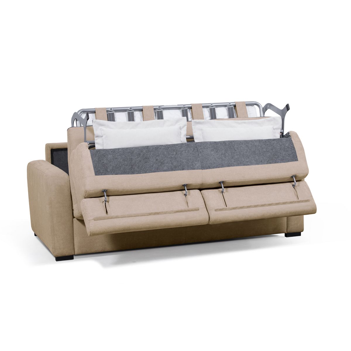 Canapé système couchage rapide 3 places en tissu naturel CAROLE