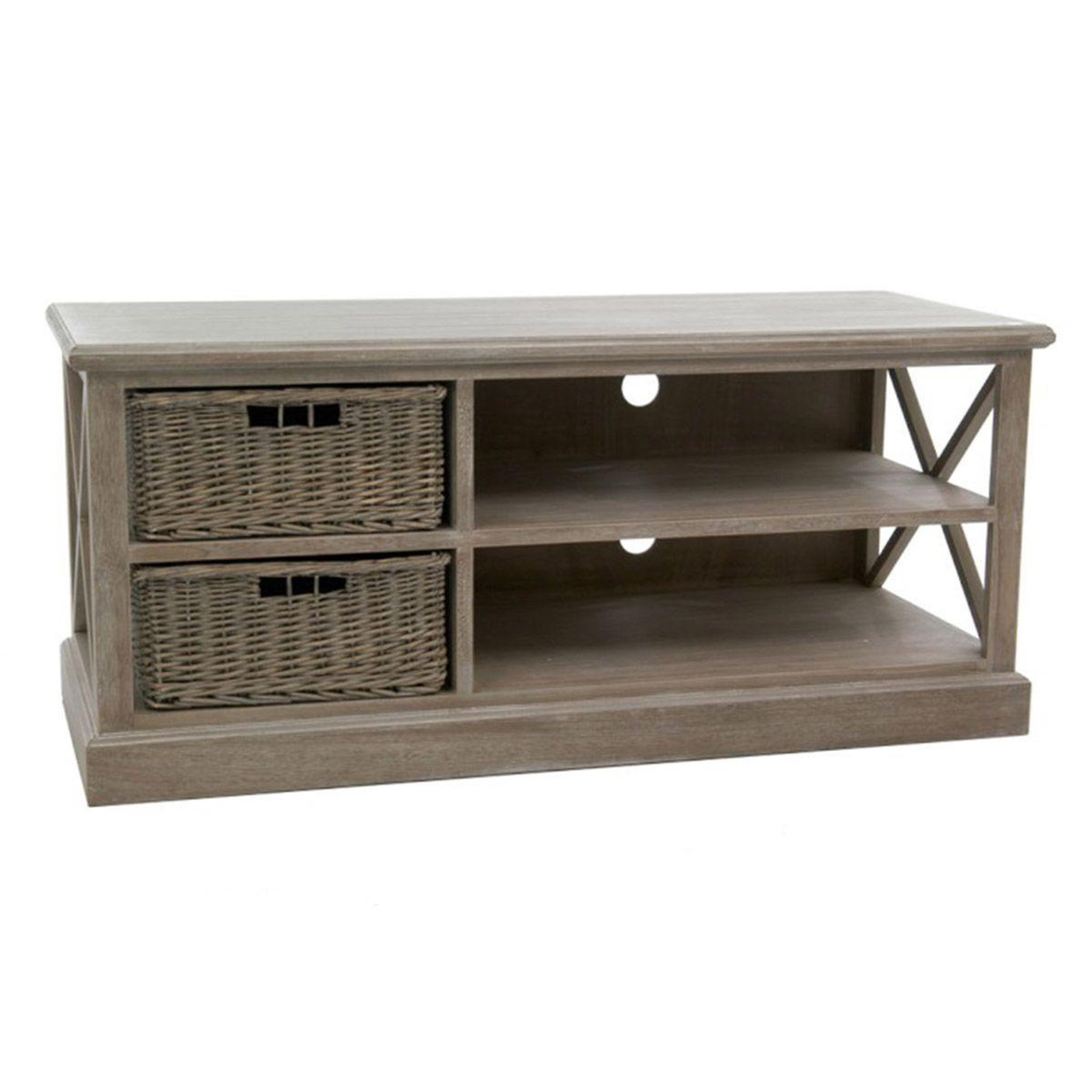 J-LINE Meuble tv & 2 paniers  catherine  120cm naturel