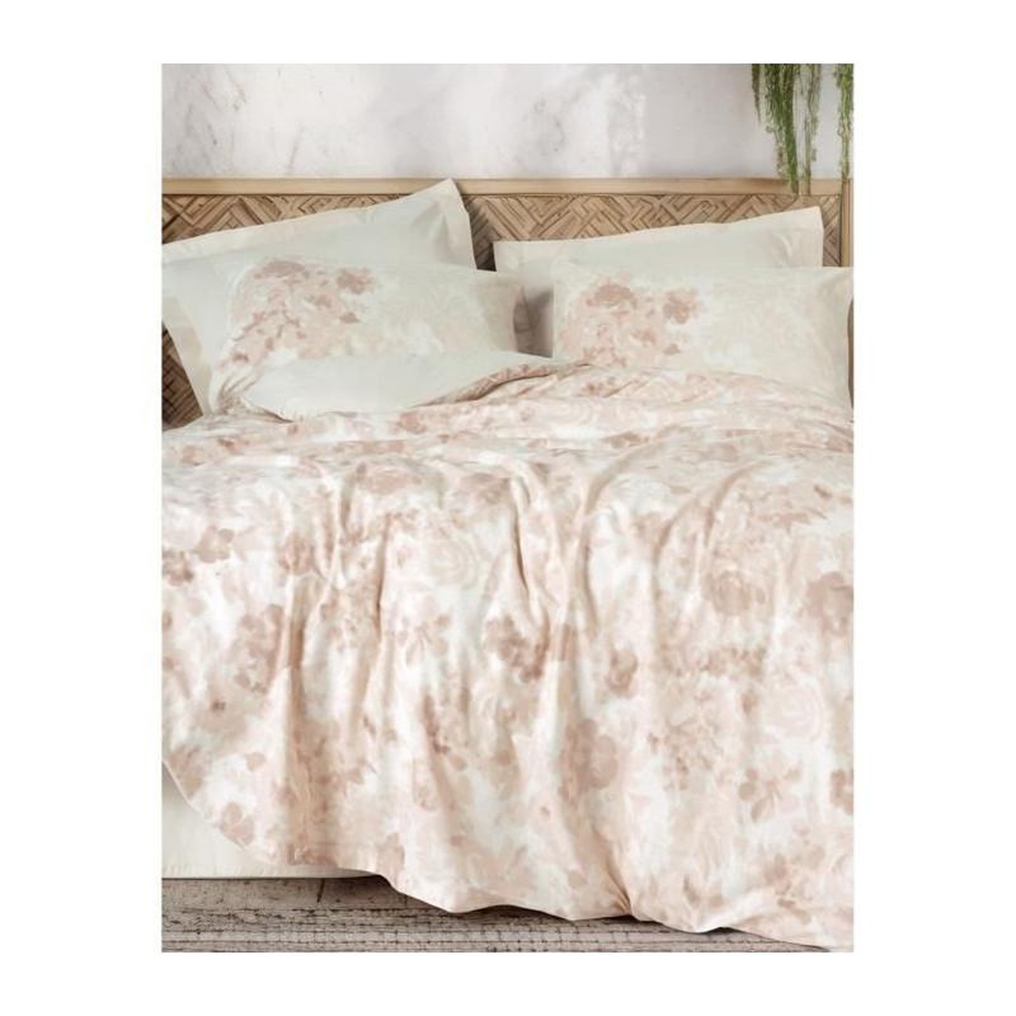 Voir la diapositive 4 : GENERIQUE Parure de lit - 129CTN64838 - 1 housse de couette 220 x 240 cm + 2 taies d'oreiller 60 x 60 cm - 100% coton ranforcé - Beige
