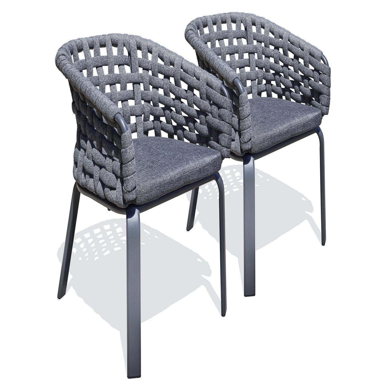 Dcb Garden Lot de 2 fauteuil de jardin en corde tissée et aluminium
