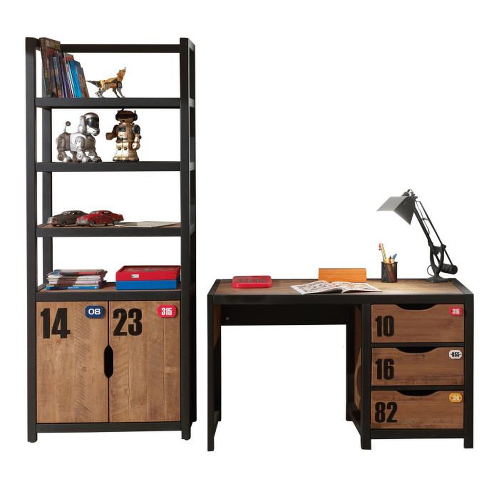 Voir la diapositive 4 : Paris Prix Pack - Bureau Enfant & Bibliothèque  Alex  Marron & Noir