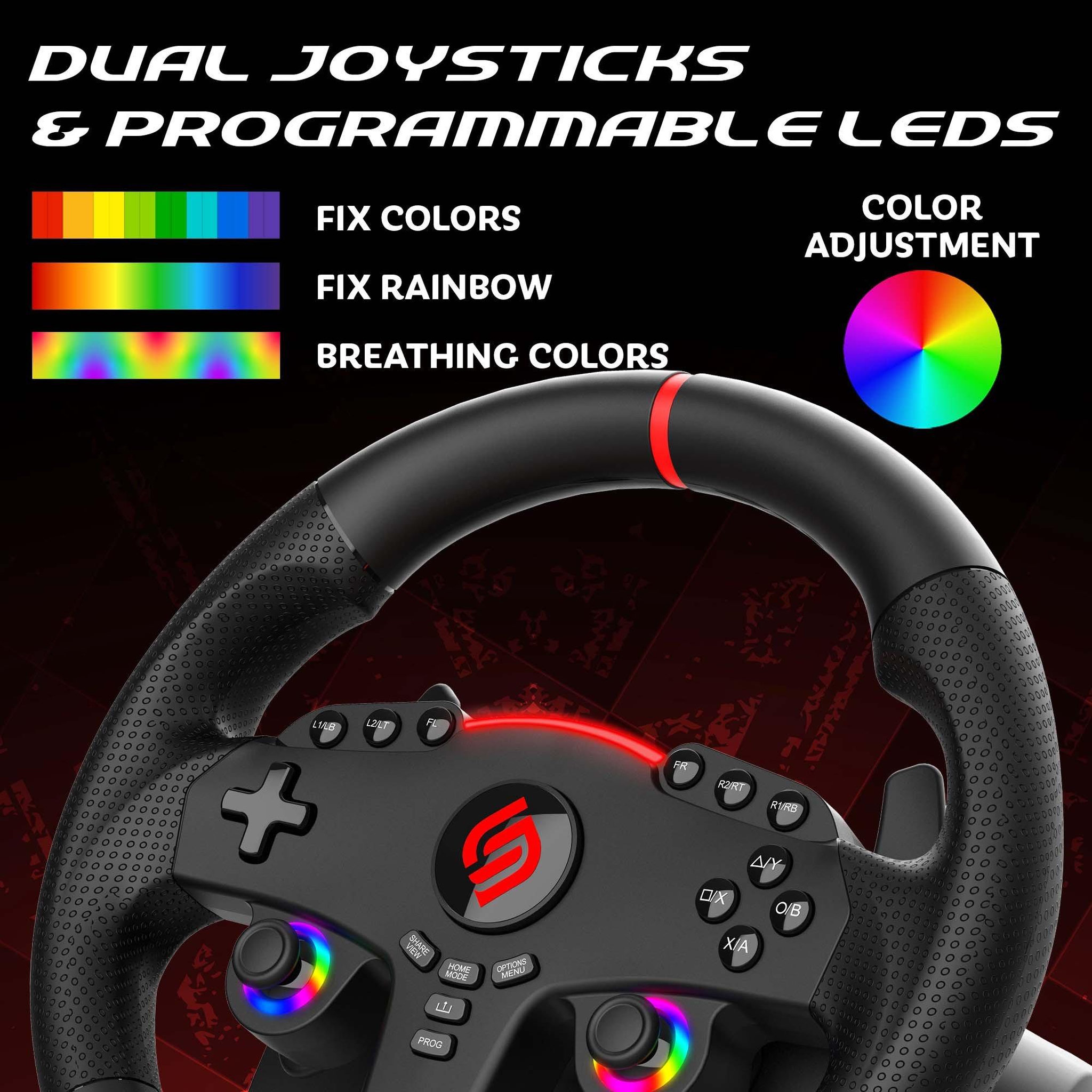 Voir la diapositive 5 : Subsonic Subsonic Volant Superdrive 270 GT - Volant de Course LED double sticks, rotation 270 , avec pédales et palettes au volant. Pour Switch 2 / Switch, PS4, PC et Xbox - Noir