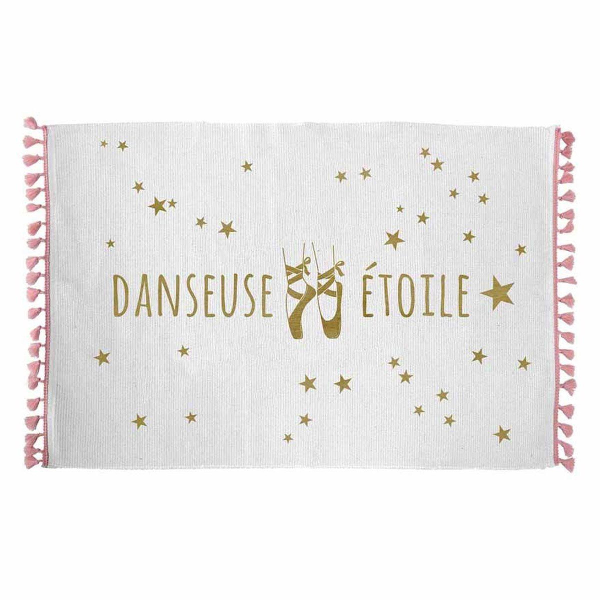 Douceur d'Intérieur Tapis enfant  danseuse étoile  50x80cm blanc
