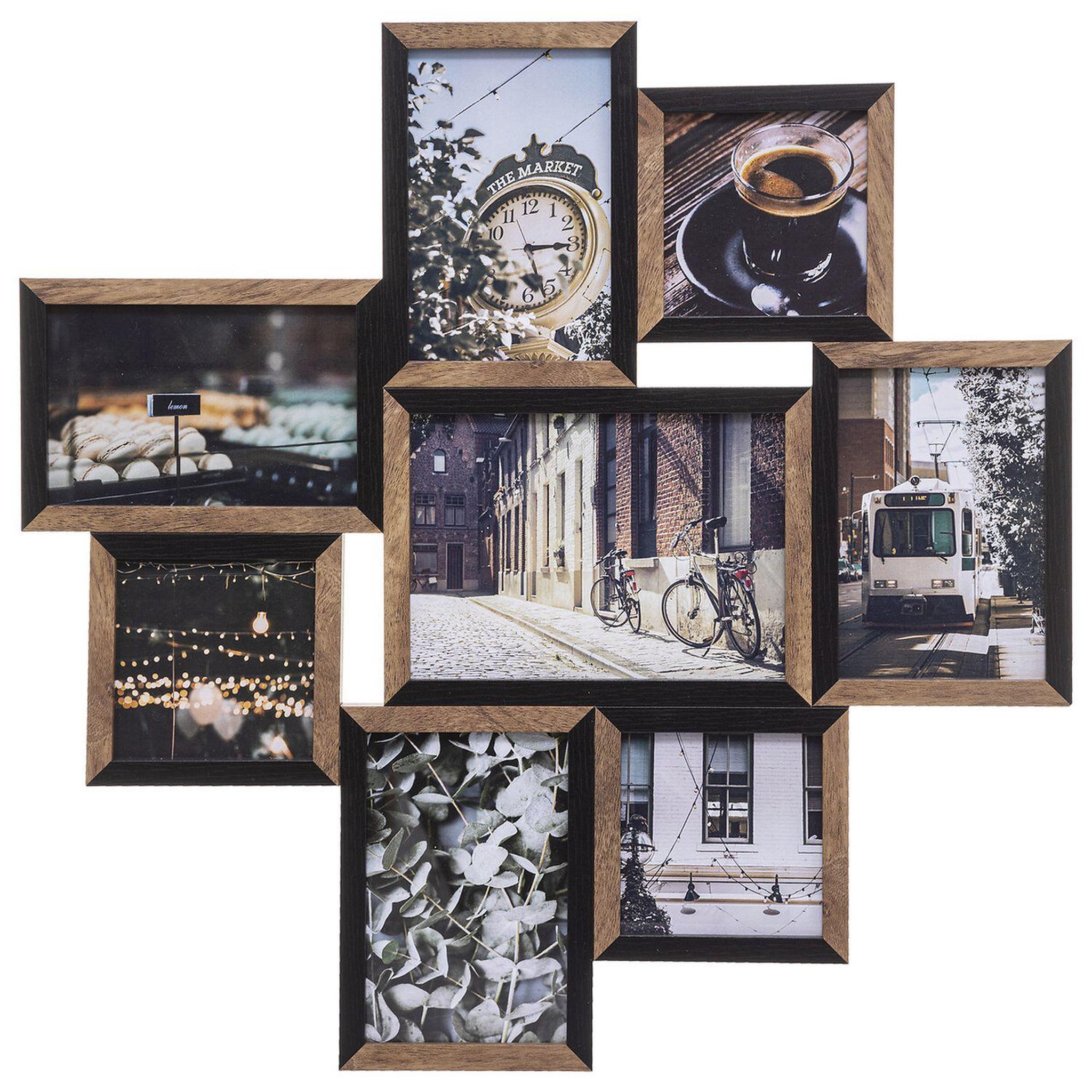 ATMOSPHERA Pêle-mêle en mdf 8 photos gamme arthur - longueur 48,3 cm x hauteur 48,3 cm - beige et noir