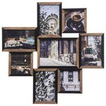 ATMOSPHERA Pêle-mêle en MDF 8 photos gamme Arthur - Longueur 48,3 cm x Hauteur 48,3 cm - Beige et noir
