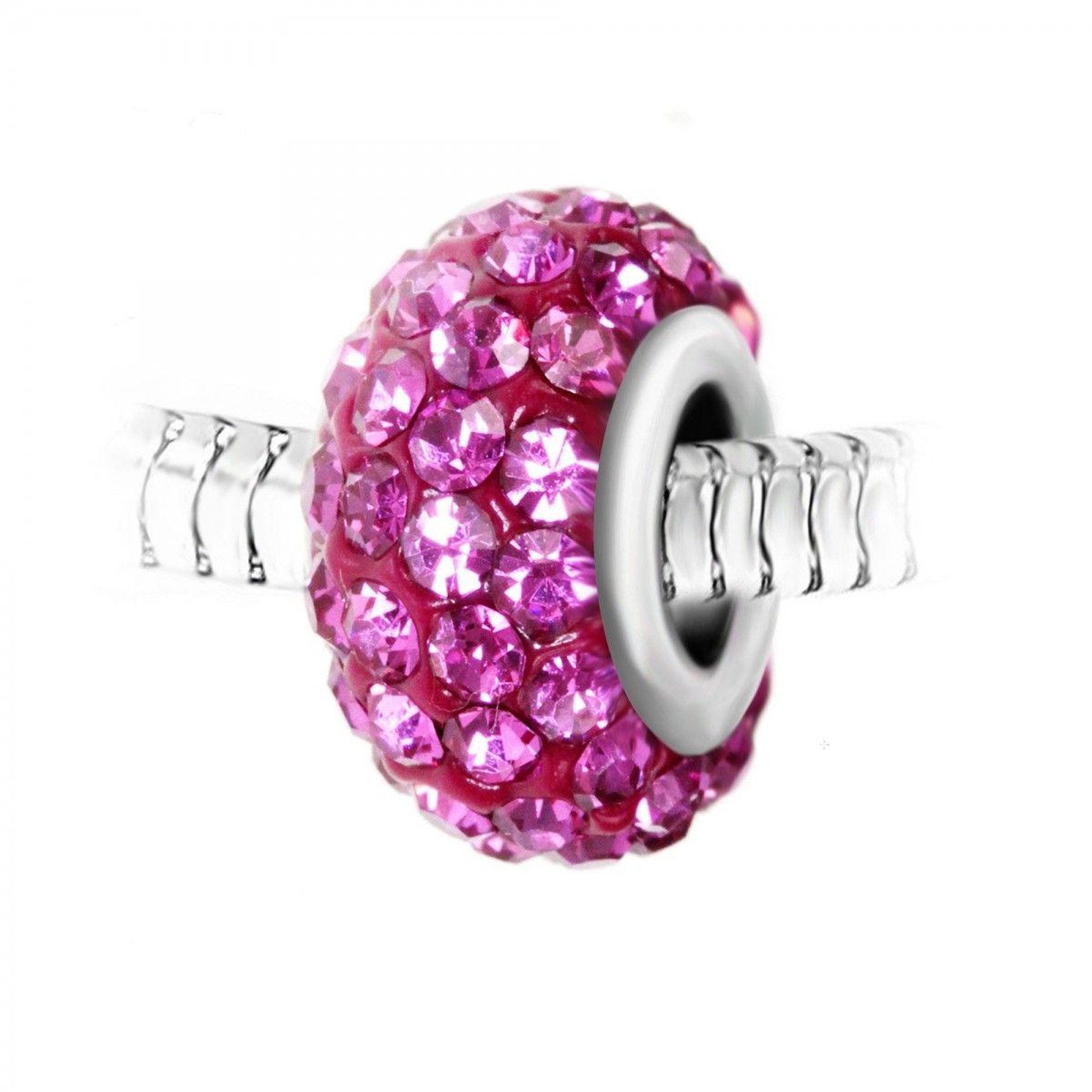 SC CRYSTAL Charm perle pavé de cristaux roses et acier par SC Crystal