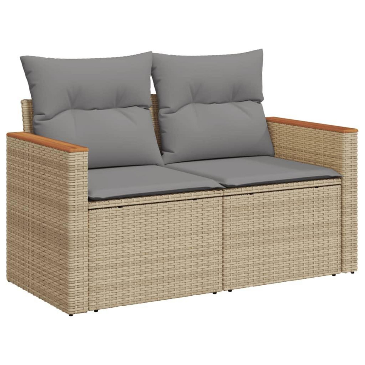 VIDAXL Salon de jardin avec coussins 7pcs melange beige resine tressee