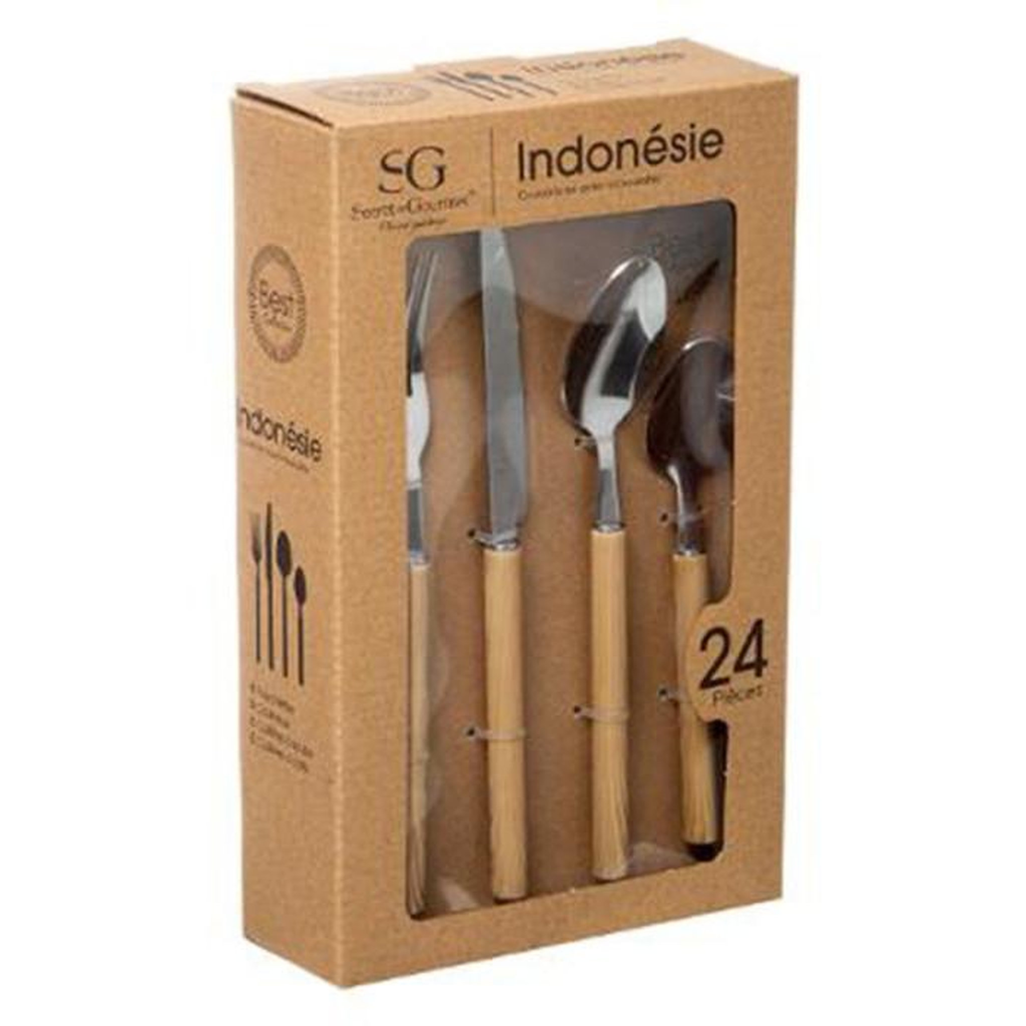 Voir la diapositive 6 : SECRET DE GOURMET Ménagère 24 Pièces  Indonésie  21cm Naturel