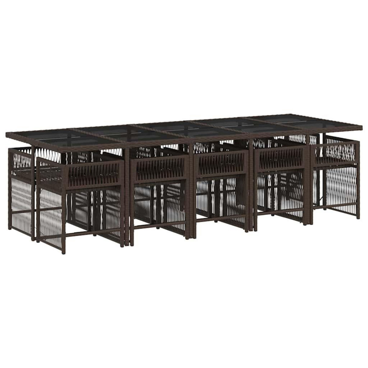 VIDAXL Ensemble a manger de jardin et coussins 11 pcs marron rotin