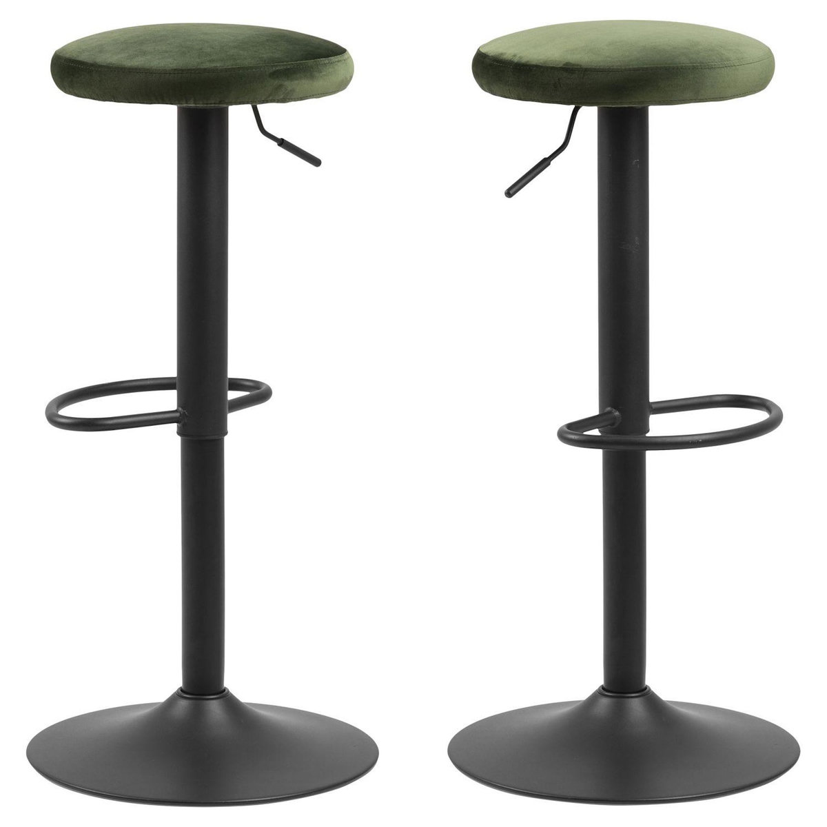 TOILINUX Lot de 2 Tabourets de bar Finch avec repose pieds et hauteur réglable en tissu et métal