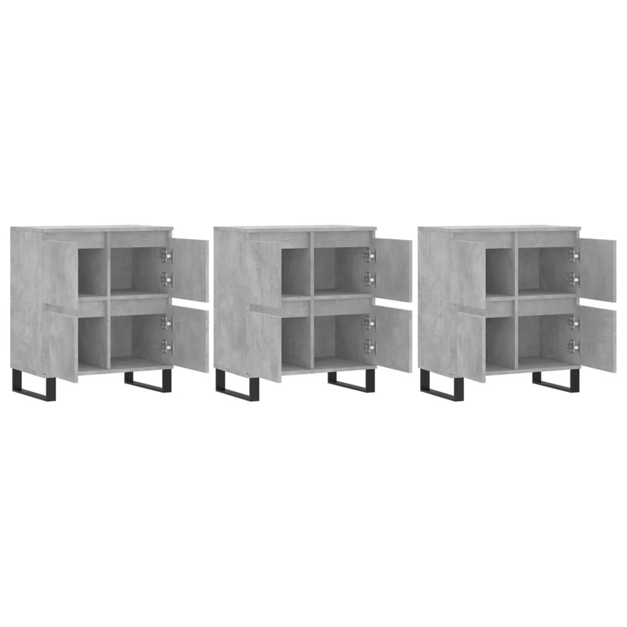 Voir la diapositive 4 : VIDAXL Buffets 3 pcs gris beton bois d'ingenierie
