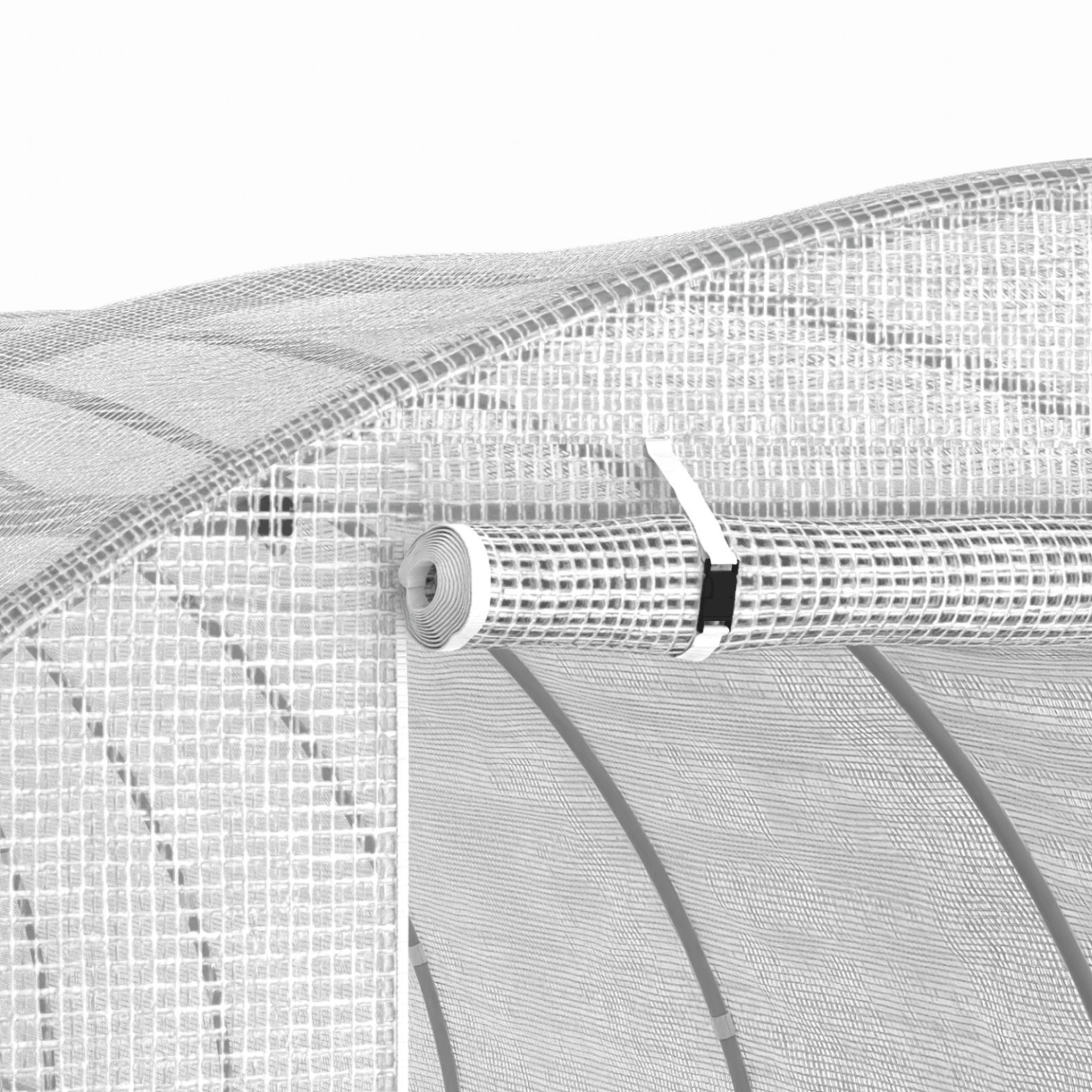 Voir la diapositive 6 : ID MARKET Bâche de rechange pour serre de jardin tunnel 24m² 8 x 3 x 2 m anti-uv avec porte et fenêtres des andes blanche