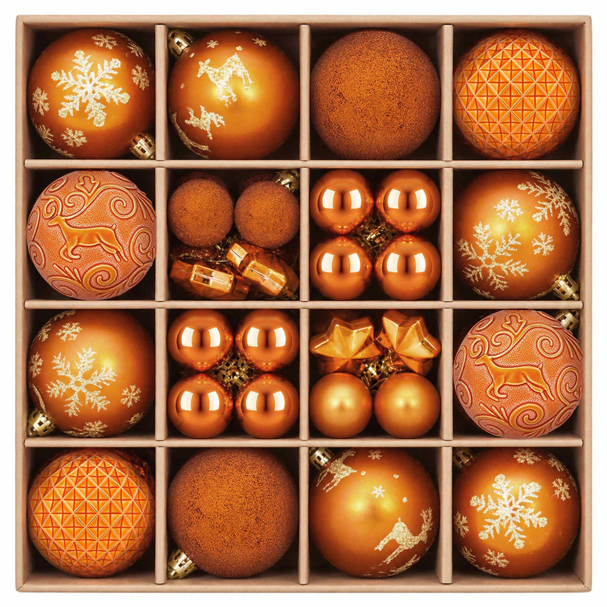 Voir la diapositive 4 : VIDAXL Ensemble de boules de Noël 88 pc Bronze Diam. 6 cm Plastique