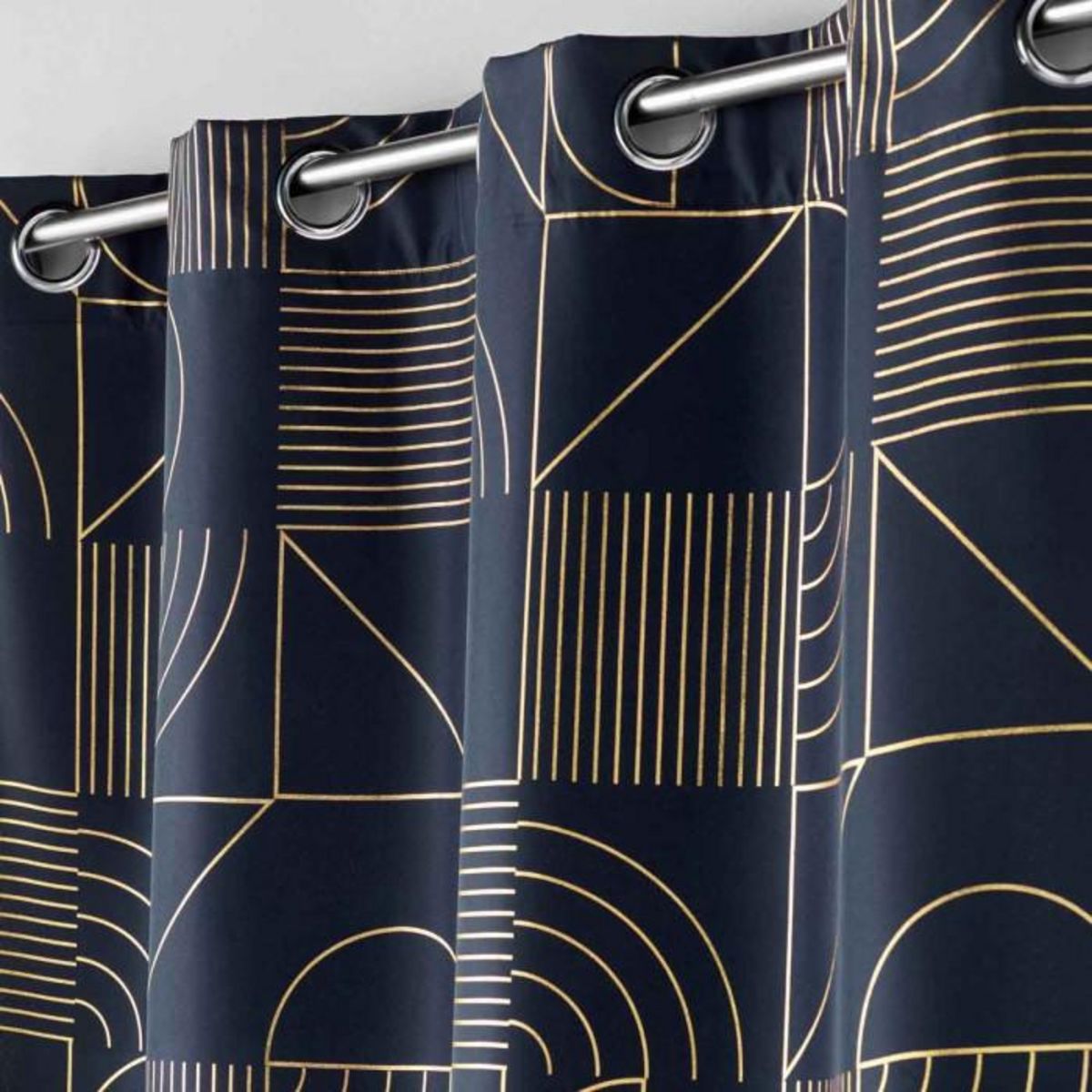 Paris Prix Rideau à Œillets Imprimé  Lineor  140x260cm Marine