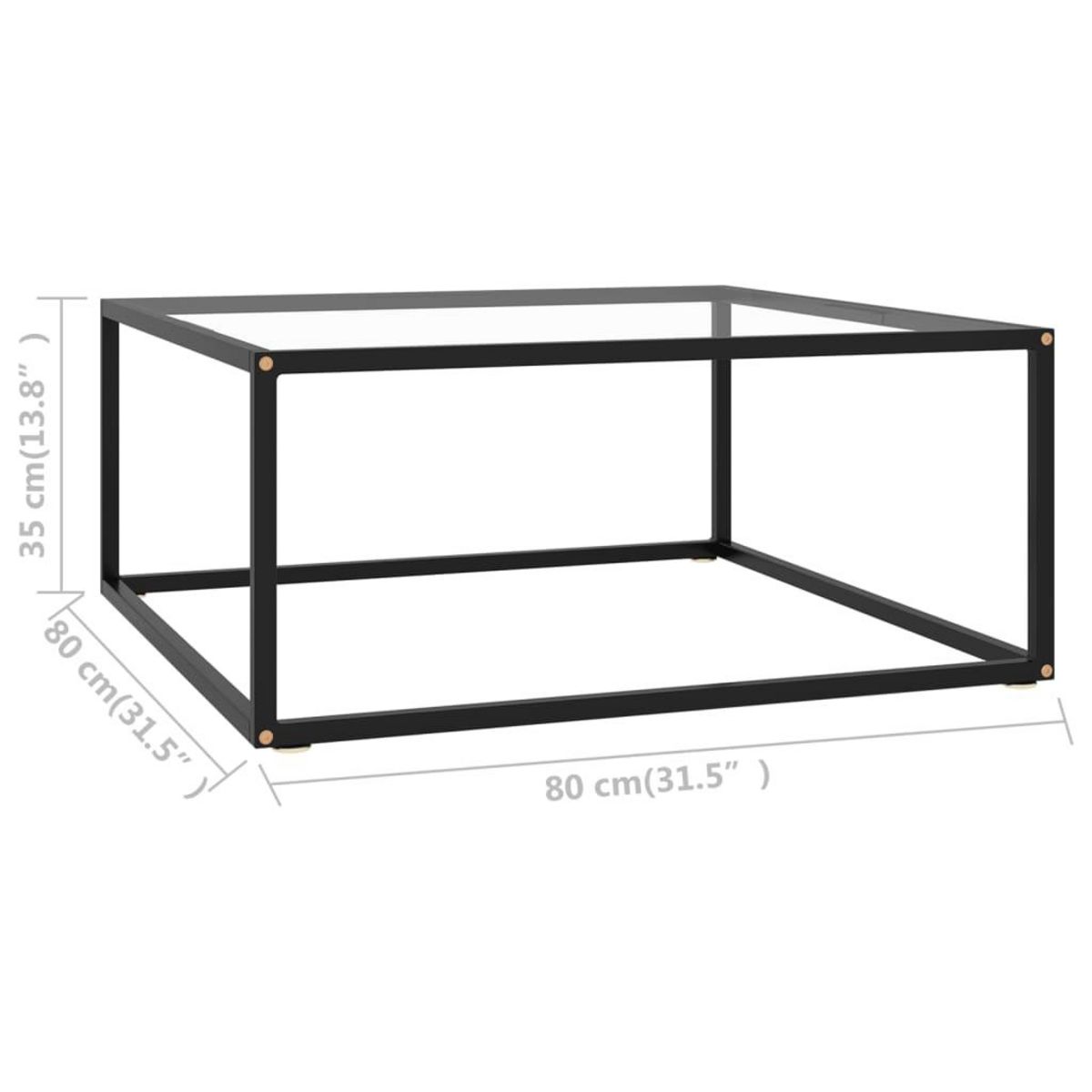 VIDAXL Table basse Noir avec verre trempe 80x80x35 cm