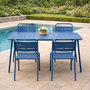 Voir la diapositive 6 : CONCEPT USINE Ensemble table de jardin 120 cm et 4 chaises bleu BERGAME