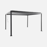 SWEEEK Pergola bioclimatique aux pieds arrondis aluminium et acier lames orientables 4x3m - Imperial. Coloris disponibles : Gris