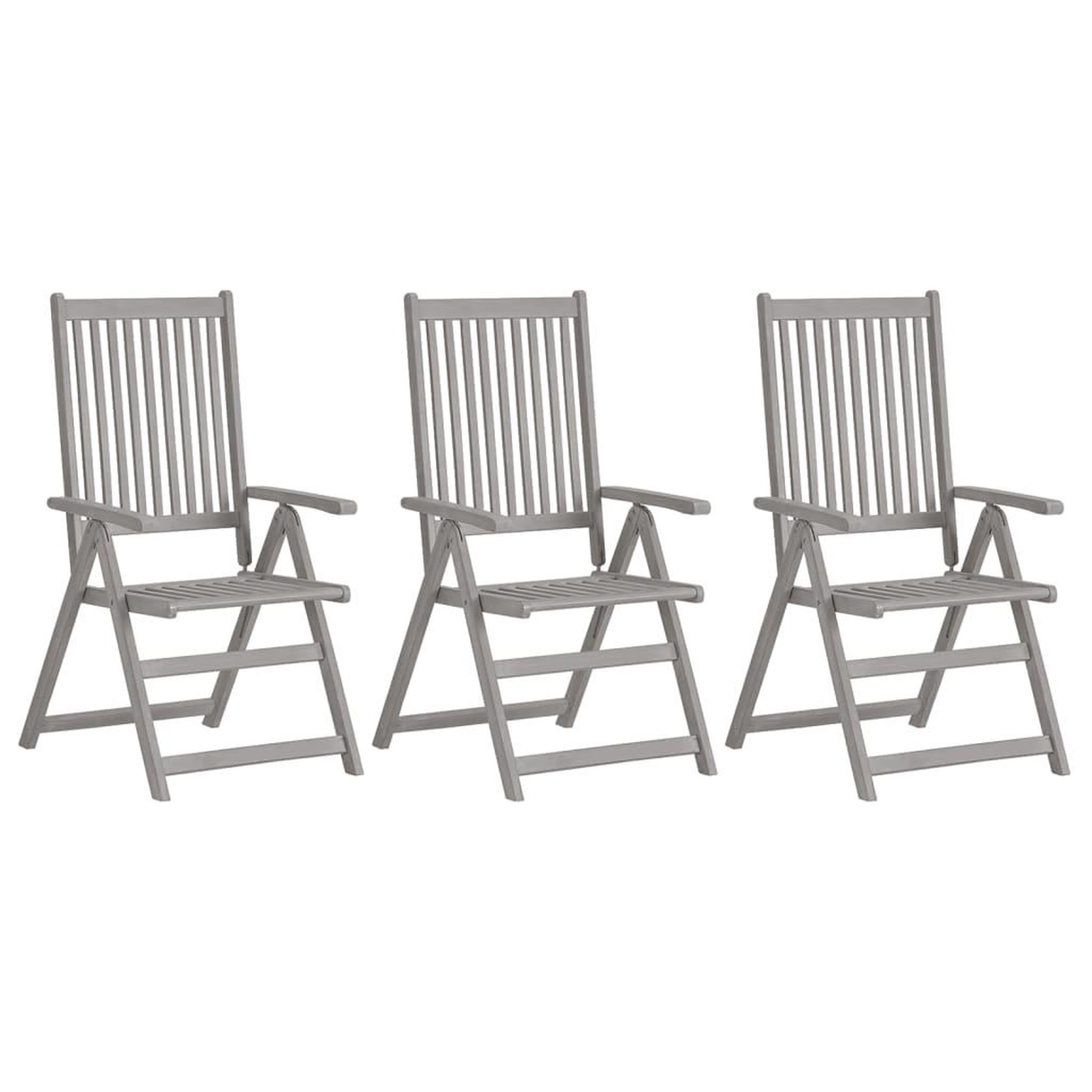 Voir la diapositive 2 : VIDAXL Chaises inclinables de jardin lot de 3 et coussins Bois acacia
