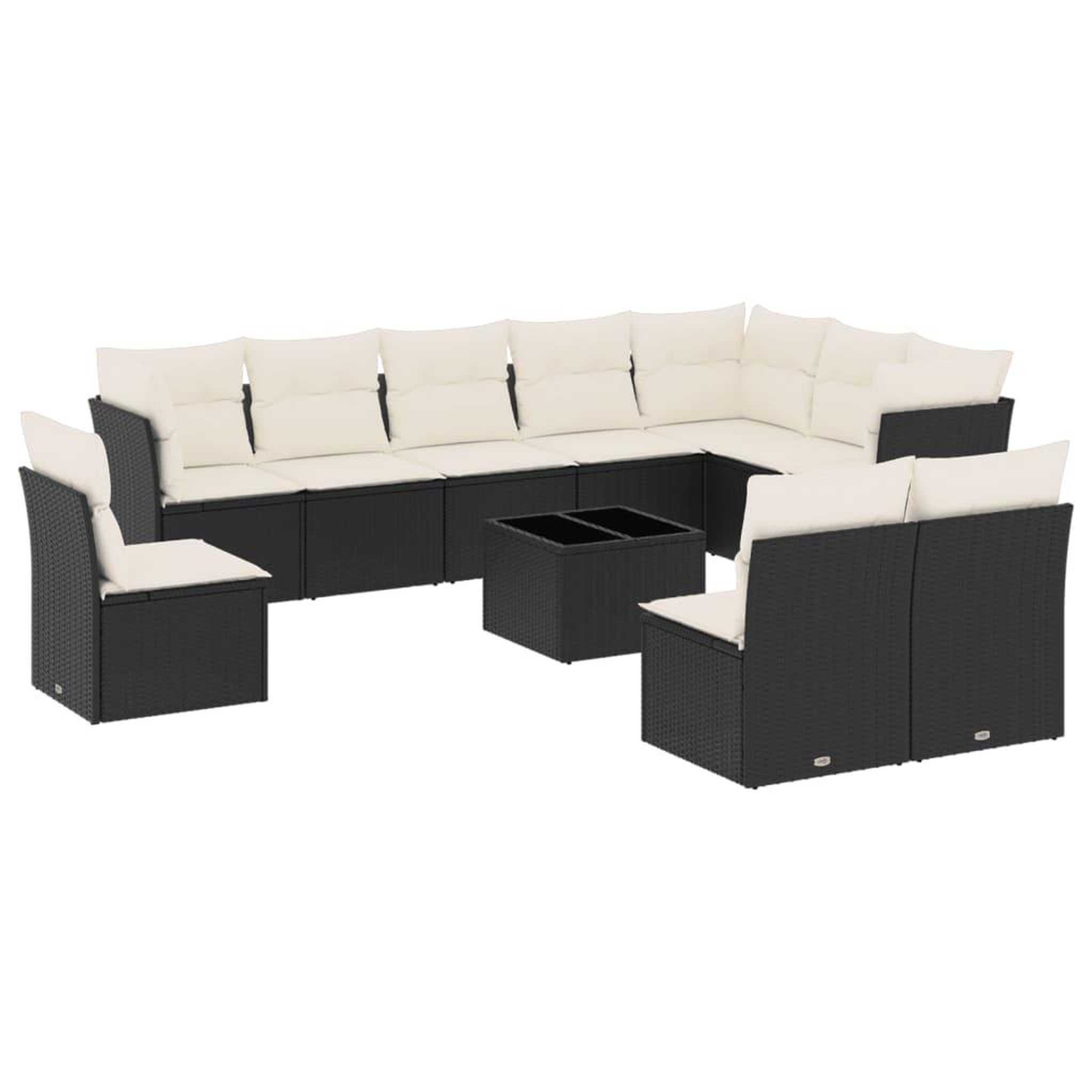 Voir la diapositive 2 : VIDAXL Salon de jardin 11 pcs avec coussins noir resine tressee