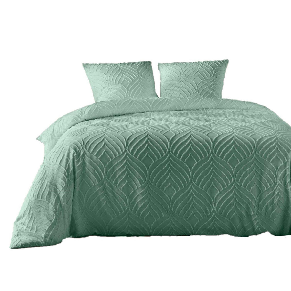 Douceur d'Intérieur Parure de lit effet tufté HELTIE - 240 x 260 cm - Vert