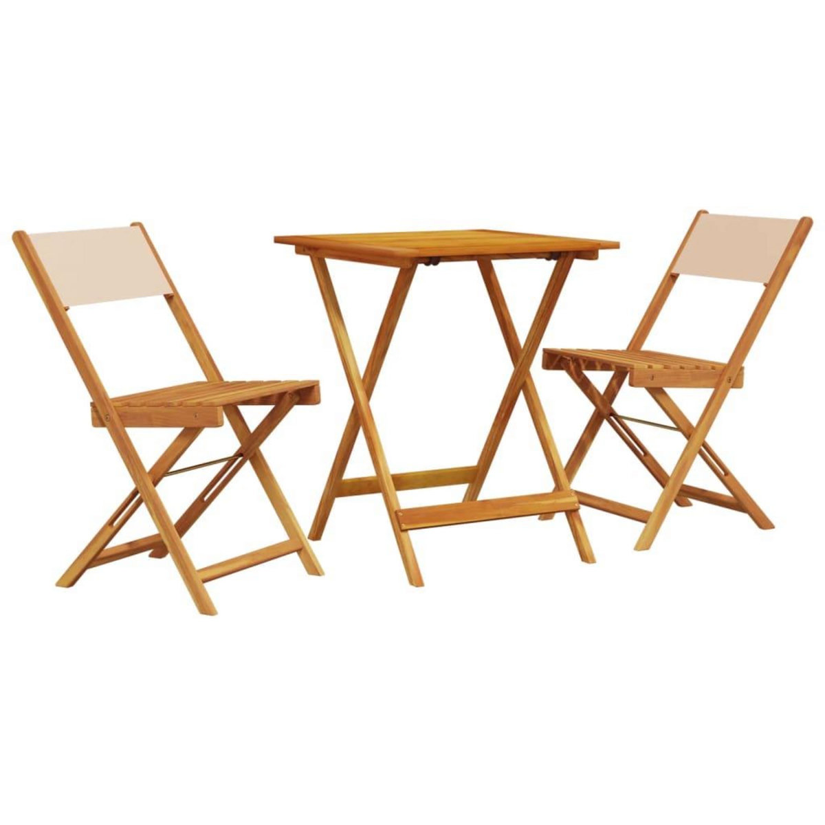 VIDAXL Ensemble de bistro 3 pcs beige tissu et bois massif