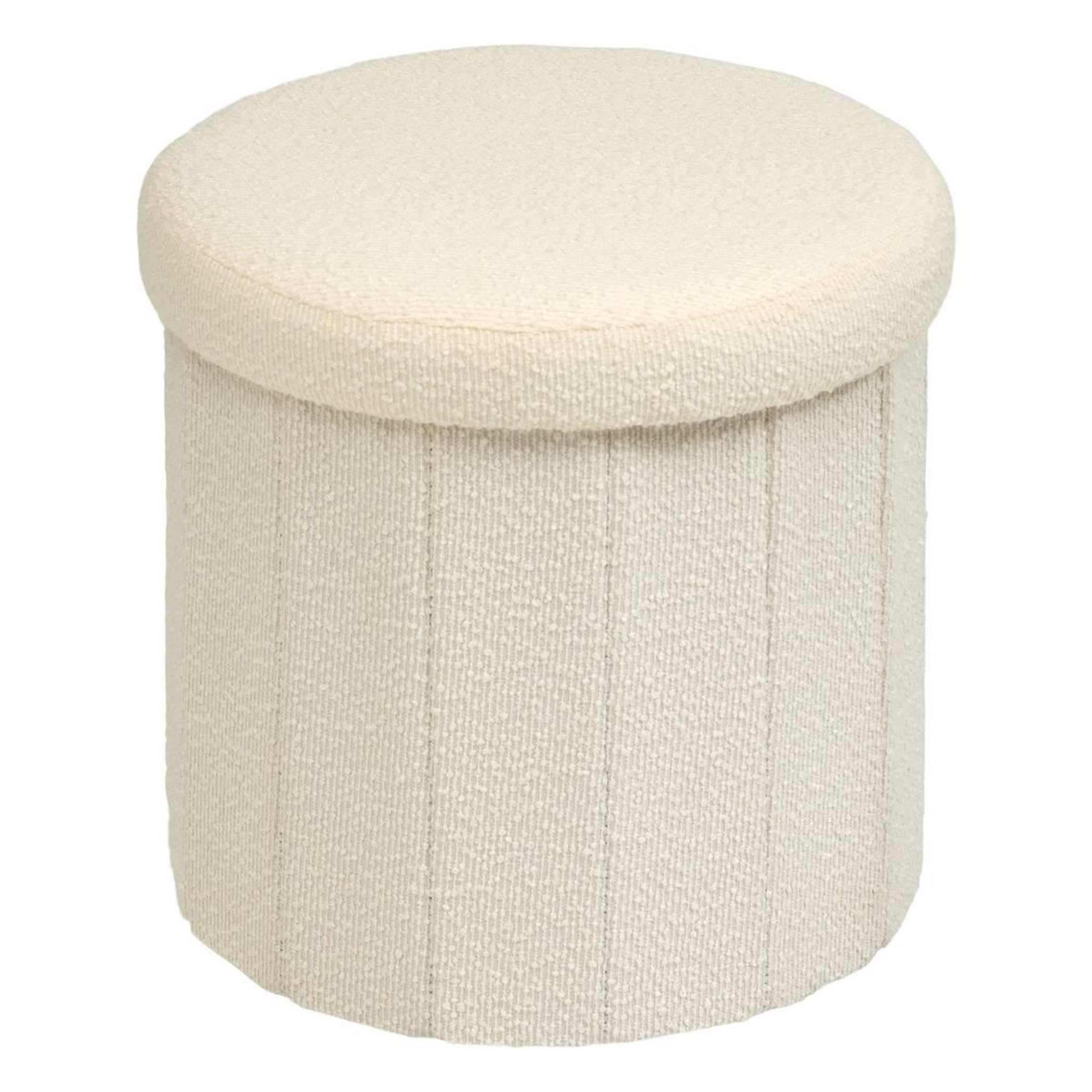 ATMOSPHERA Pouf Coffre Pliant Bouclette  Fink  38cm Blanc