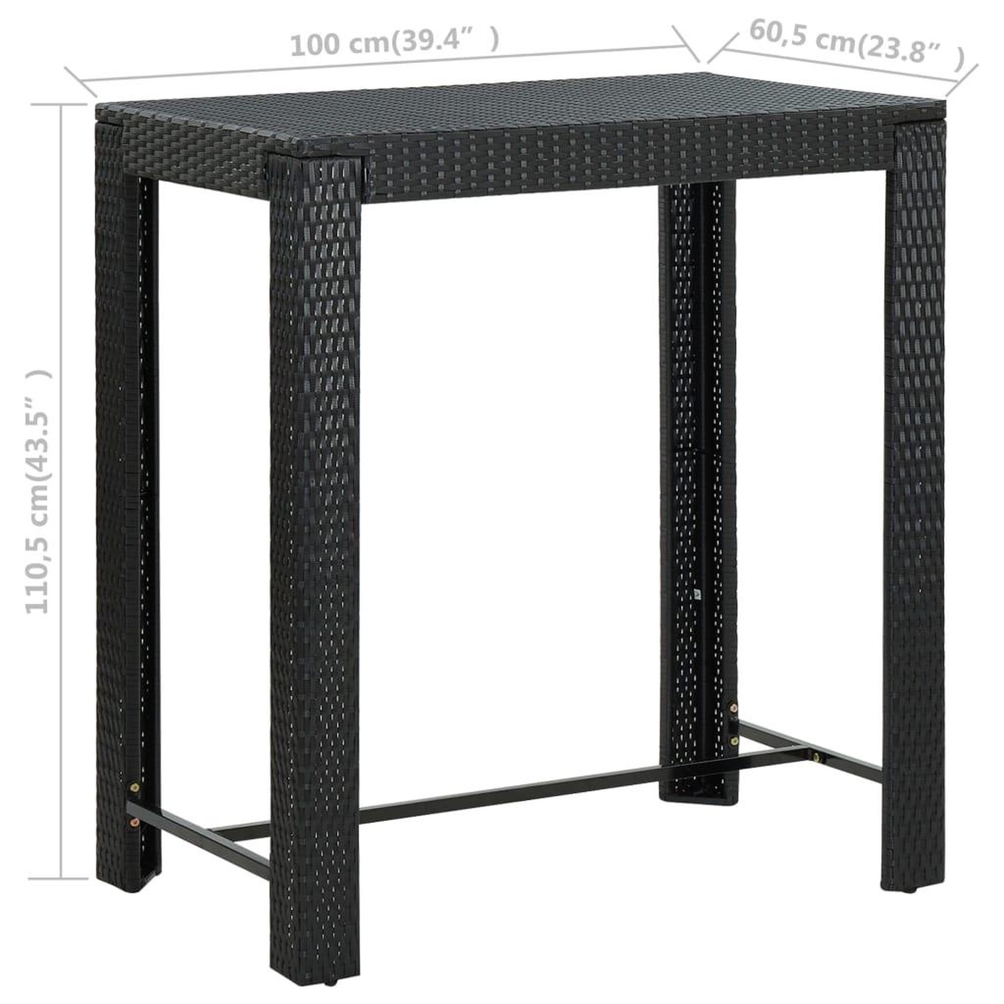 Voir la diapositive 6 : VIDAXL Table de bar de jardin Noir 100x60,5x110,5 cm Resine tressee
