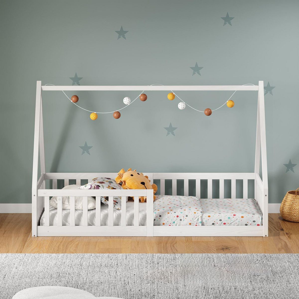 IDIMEX Lit cabane NICOLAS 90 x 200 cm, en pin massif