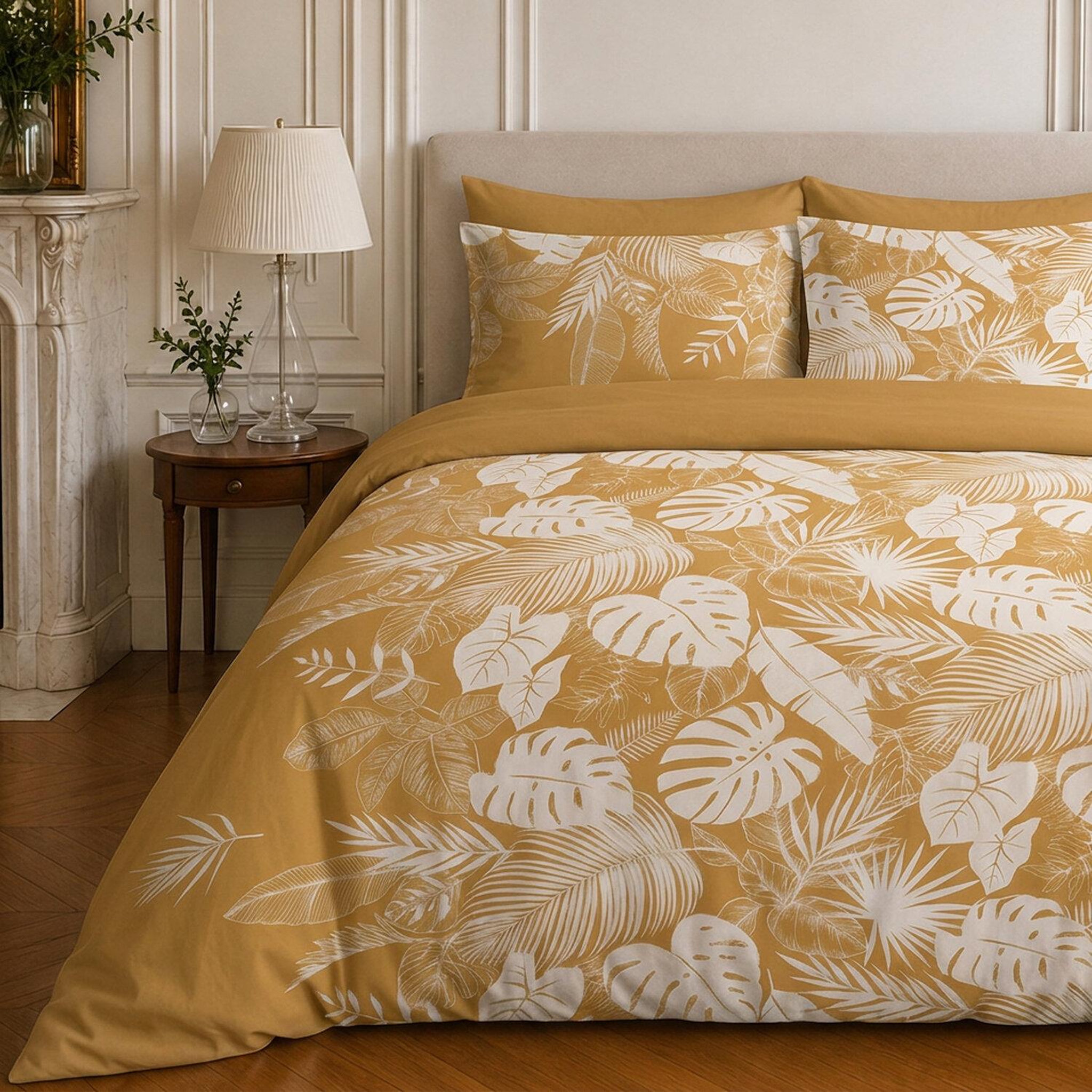 Voir la diapositive 3 : Home collection Parure housse de couette imprimée 100% coton 57 fils - leaves