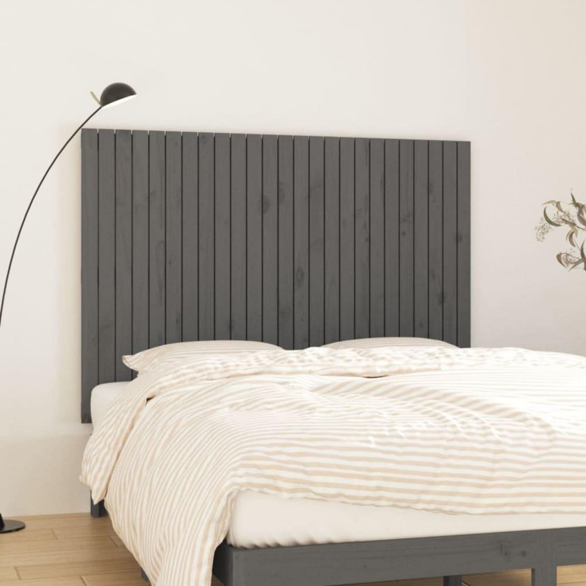 VIDAXL Tete de lit murale Gris 159,5x3x110 cm Bois massif de pin