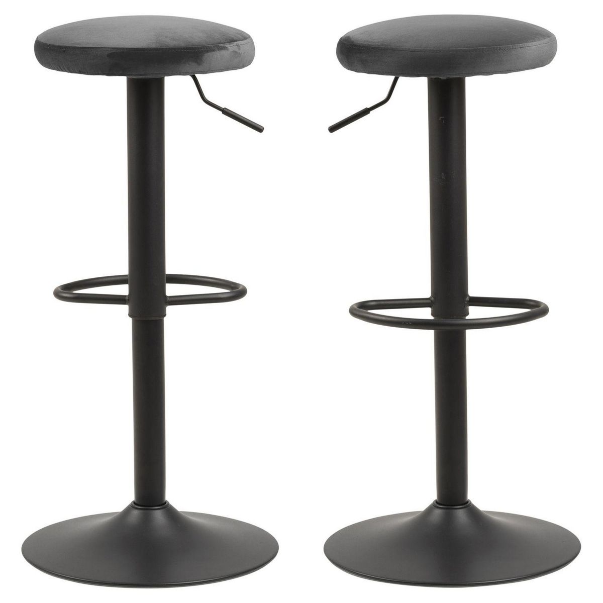 TOILINUX Lot de 2 Tabourets de bar Finch avec repose pieds et hauteur réglable en tissu et métal