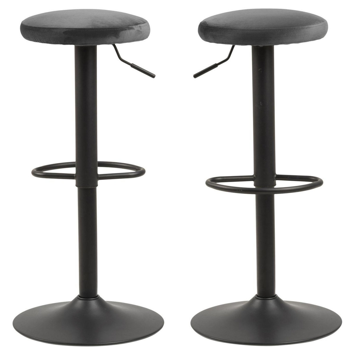 TOILINUX Lot de 2 Tabourets de bar Finch avec repose pieds et hauteur réglable en tissu et métal