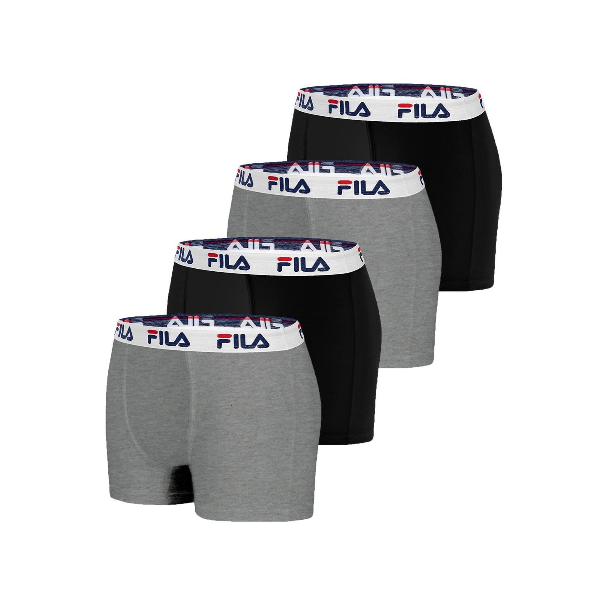 FILA Lot de 4 Boxers Coton homme FU5016 Uni. Coloris disponibles : Noir