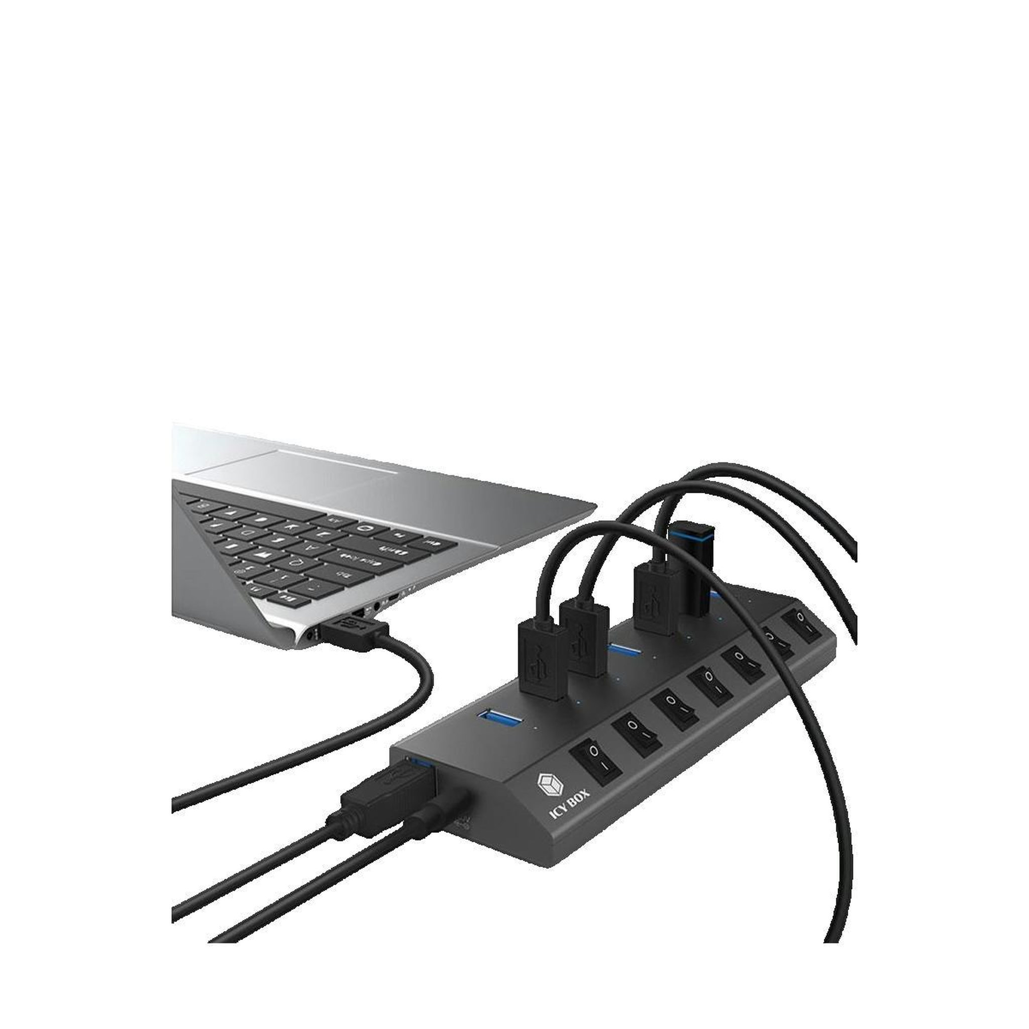 Voir la diapositive 2 : Icy Box Hub USB Icy-Box IB-HUB1701-C3 7 ports USB 3.0, Anthracite