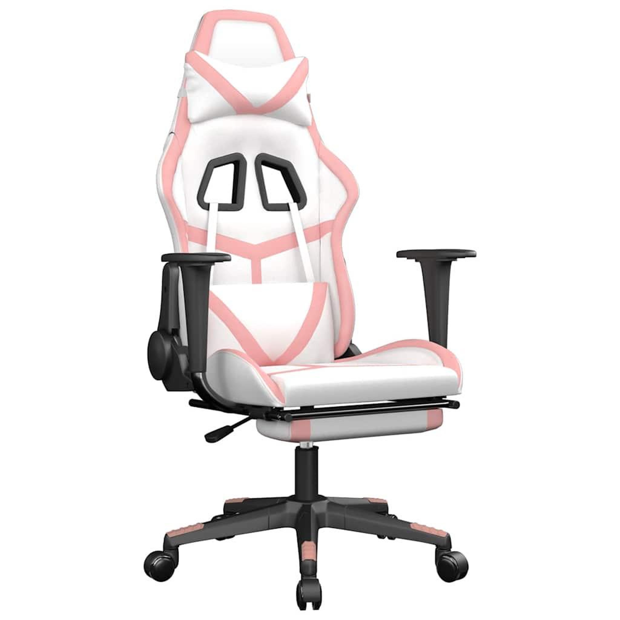 Voir la diapositive 2 : VIDAXL Chaise de jeu de massage avec repose-pied Blanc&Rose Similicuir