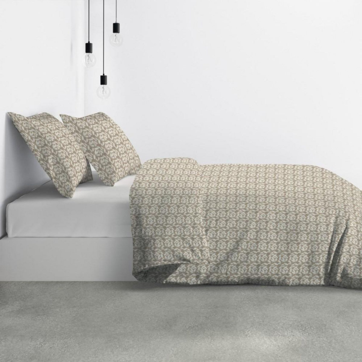 ATELIER DU COTON Housse de couette 240x220 Carmel + 2 taies microfibre