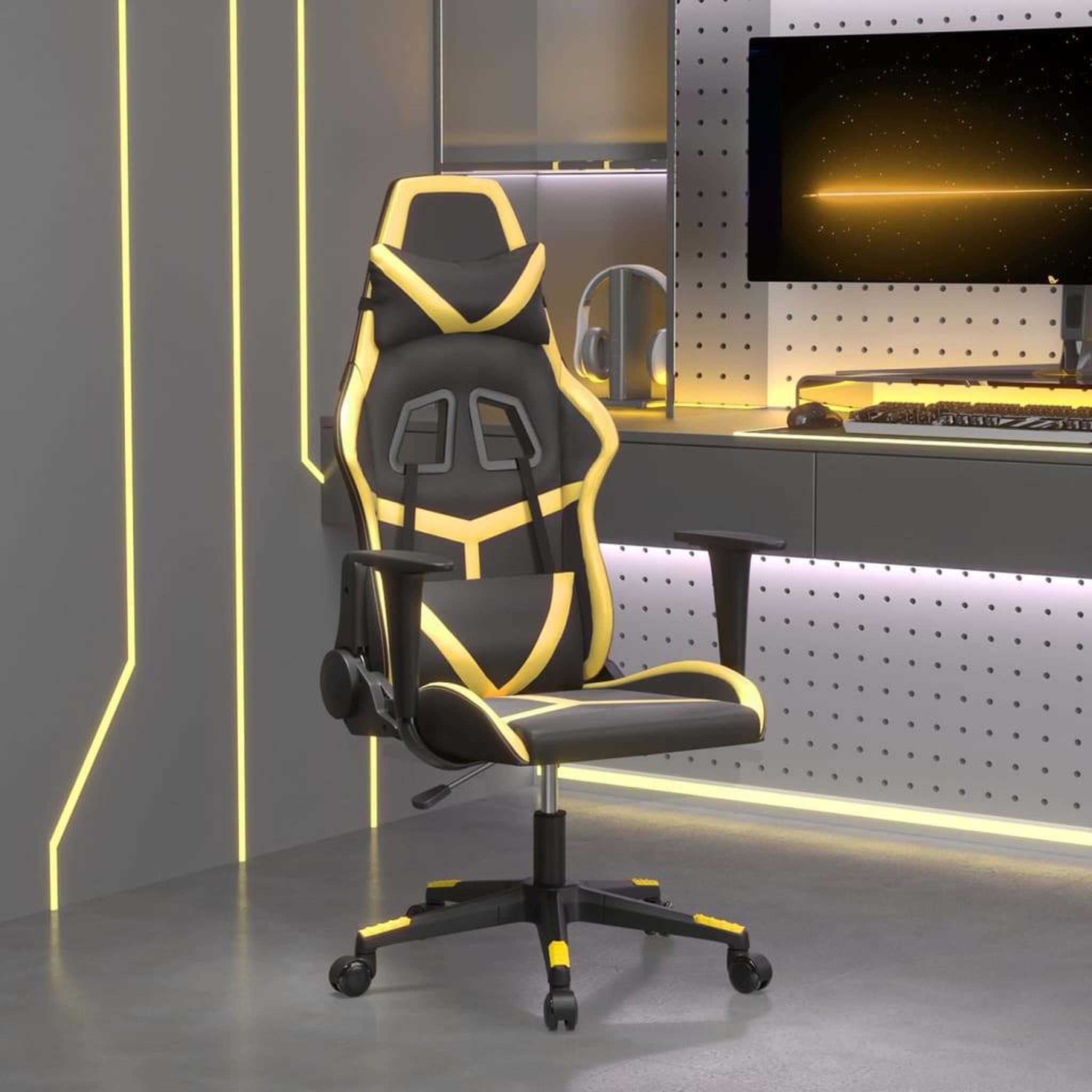 VIDAXL Chaise de jeu Noir et dore Similicuir