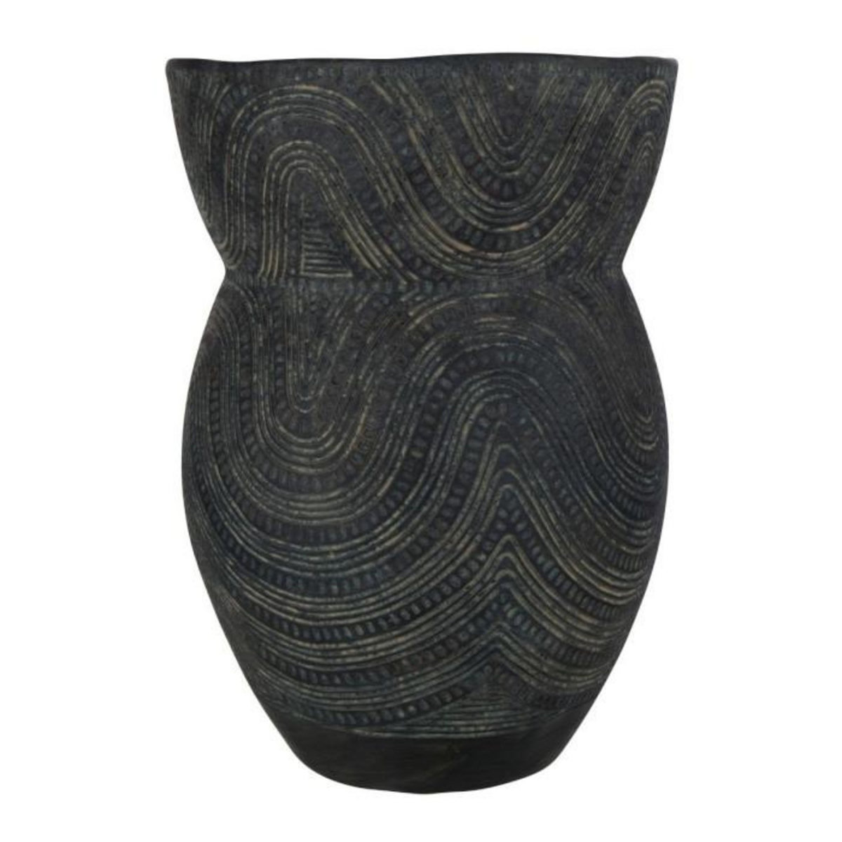 Paris Prix Vase Déco en Ciment  Black Lombok  47cm Noir