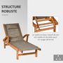 Voir la diapositive 4 : OUTSUNNY Bain de soleil transat design style colonial - dossier réglable 4 positions - tétière rembourrée - dim. 194L x 70l x 32H cm - pin textilène marron