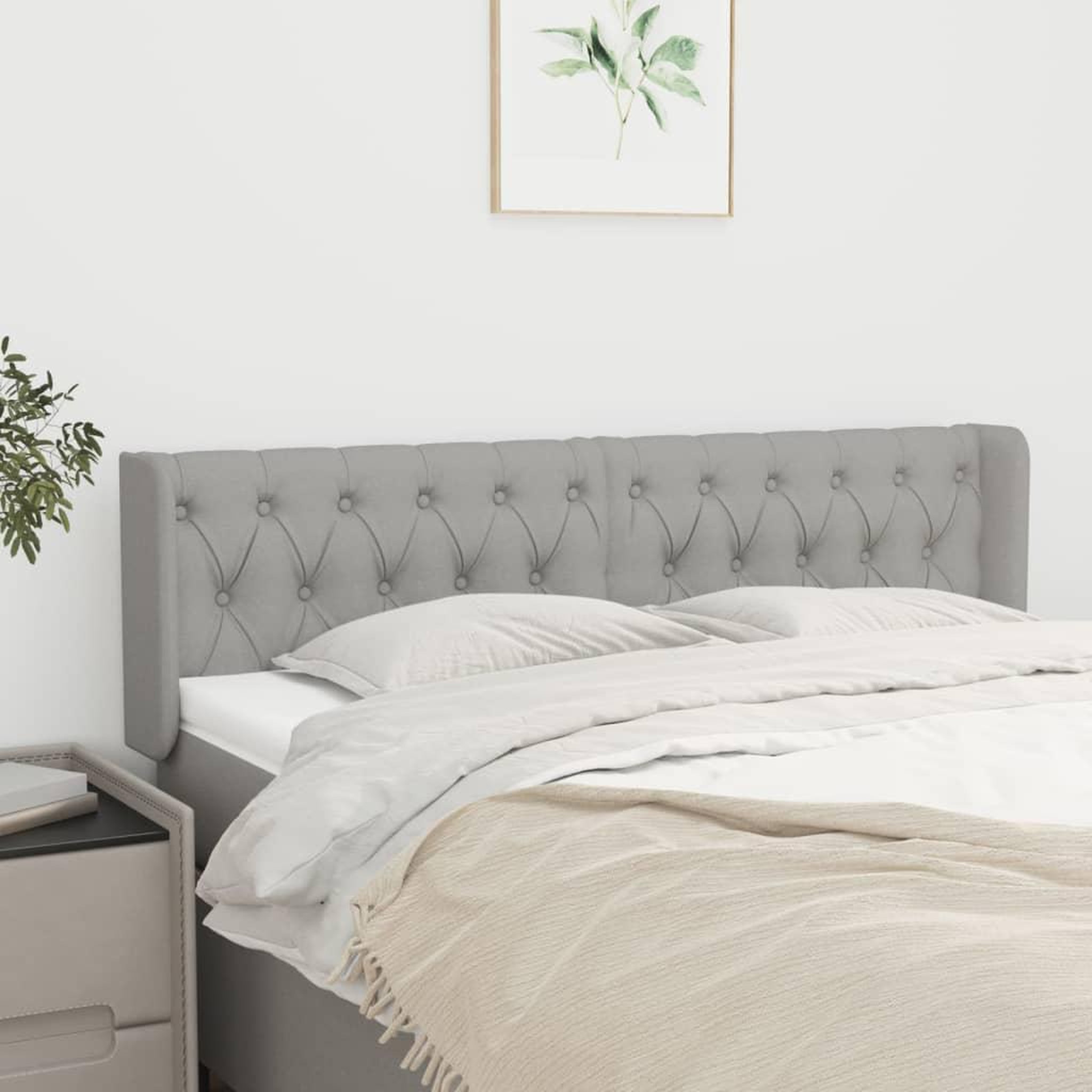 Voir la diapositive 1 : VIDAXL Tete de lit avec oreilles Gris clair 163x16x78/88 cm Tissu