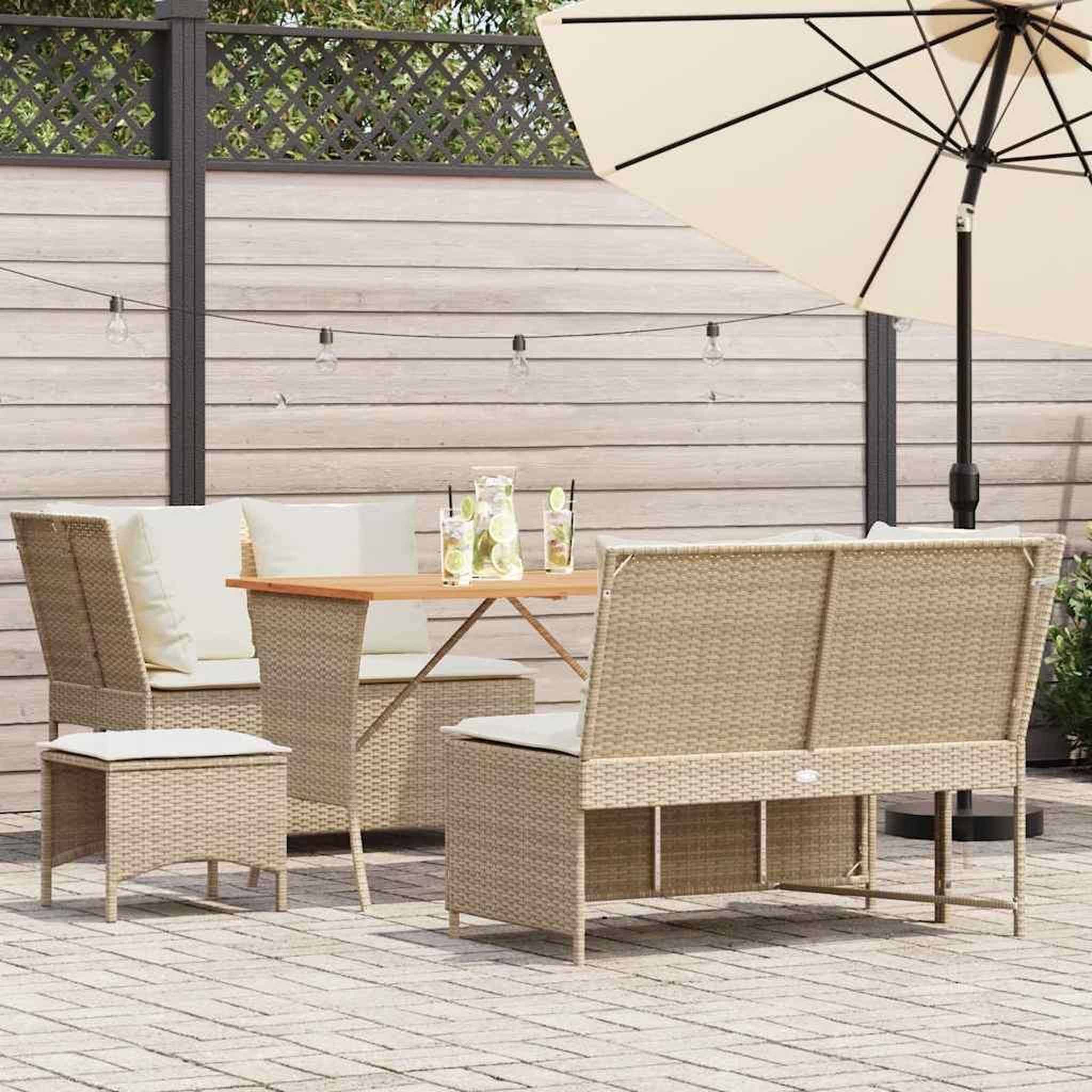 VIDAXL Salon de jardin avec coussins 5 pcs beige resine tressee