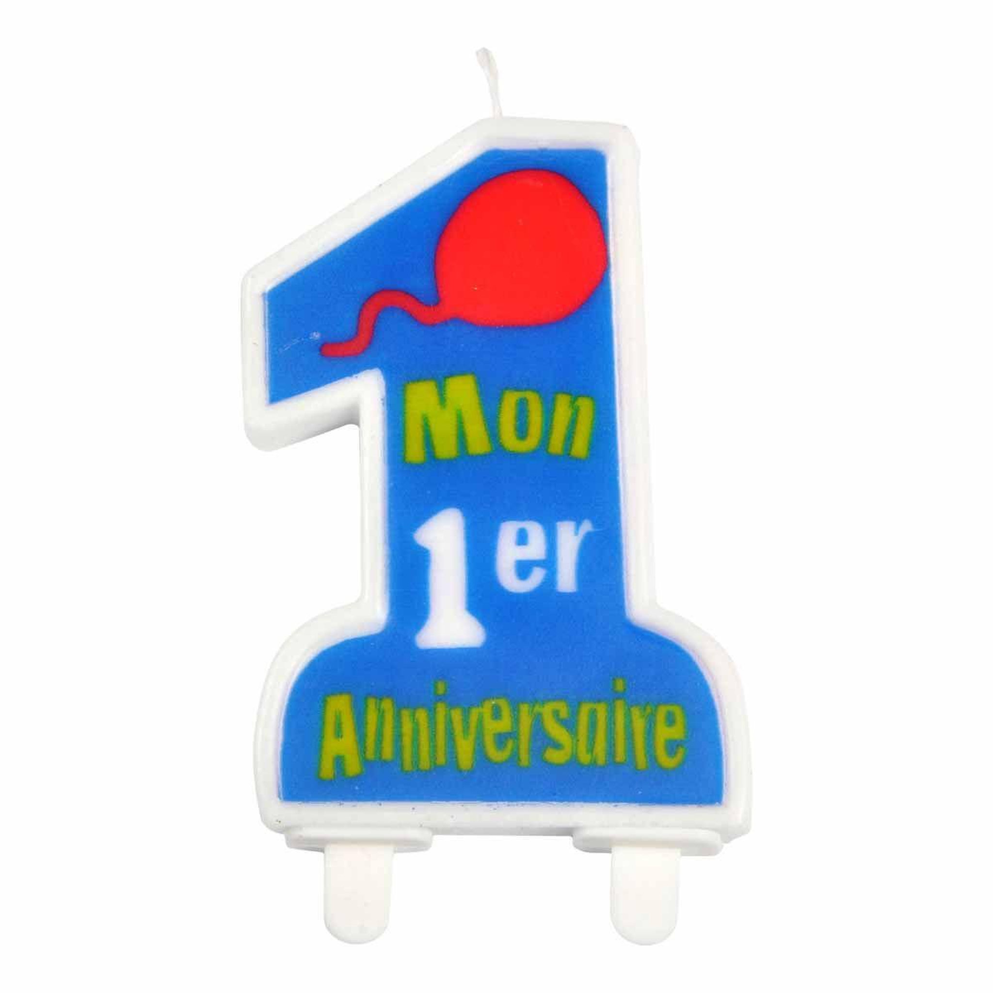 HOMEA Bougie  Mon Premier Anniversaire  9cm Bleu