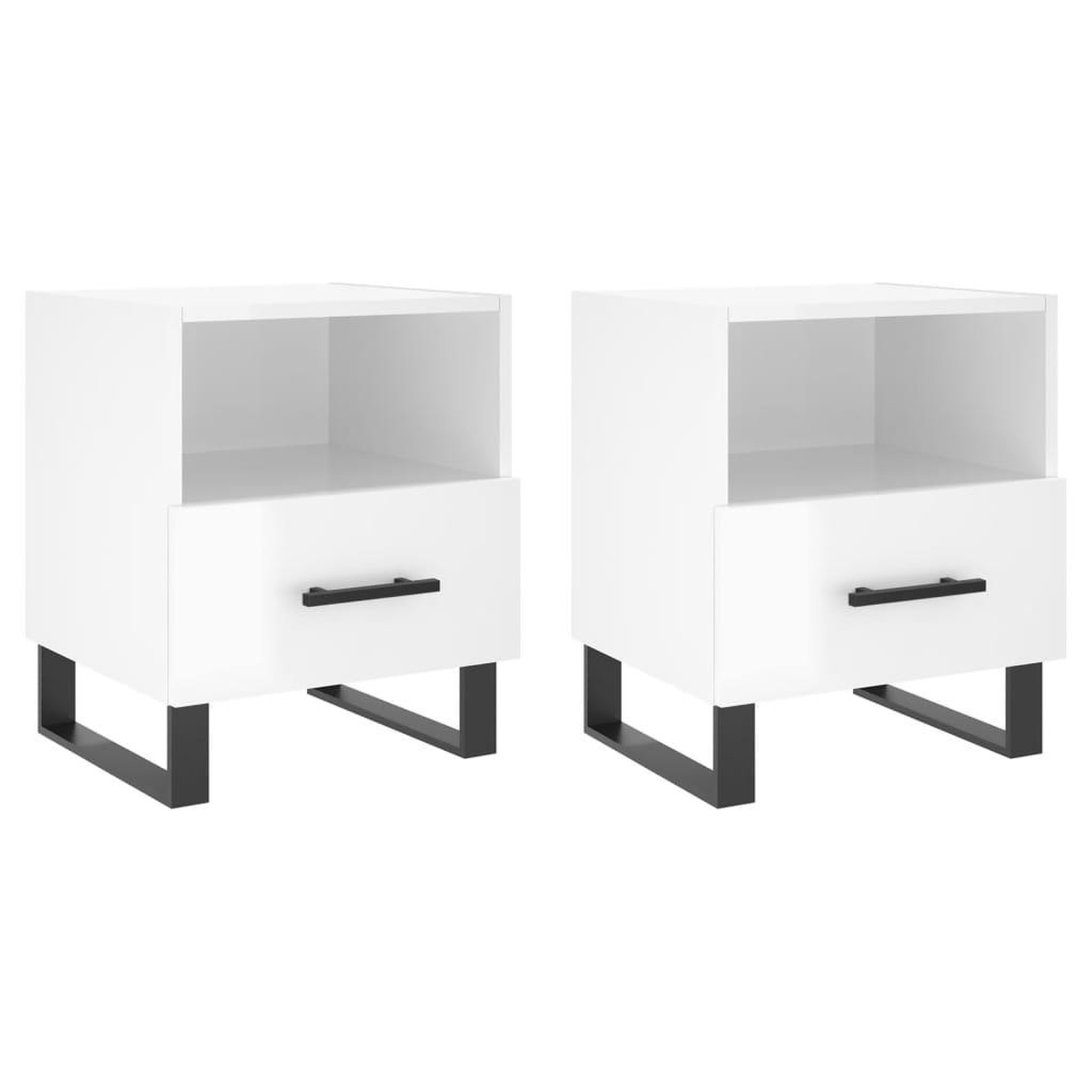 Voir la diapositive 2 : VIDAXL Tables de chevet 2 pcs blanc brillant 40x35x47,5 cm